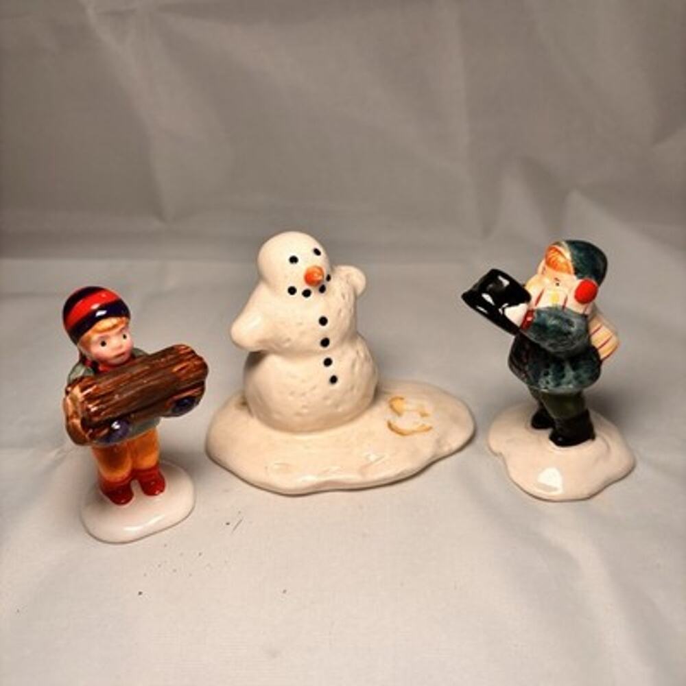 Vintage Dept 56 Snow Village Snowman Children Christmas Figurines Lot Of 3